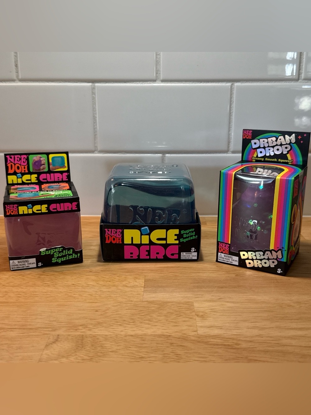 Authentic Schylling NeeDoh 🔥 Nice Burg Nice Cube & Dream Drop Baby Blue / Pink